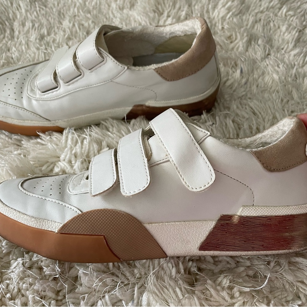 Dolce Vita White and Tan Athletic Shoes with Velcro Straps
